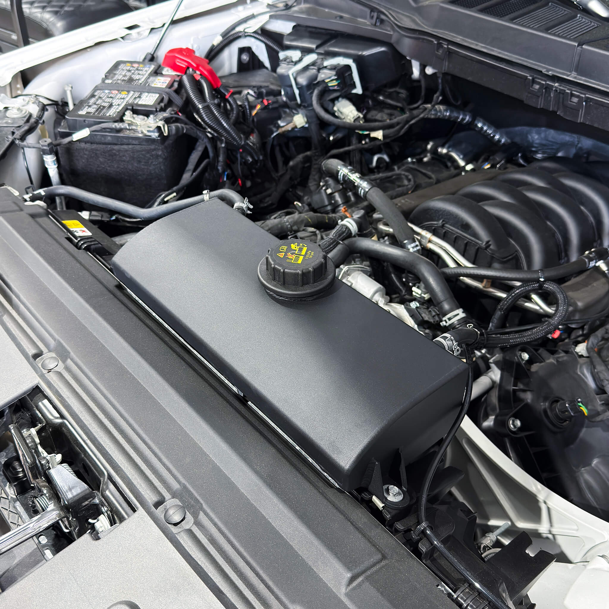 2015–2026 F-150 Aluminum Coolant Reservoir Tank (Black) - Image 2